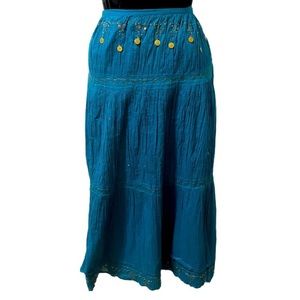 {3/$25} Boho Indian Cotton Peasant Skirt Women’s Size Large Blue CHICWAFFLES